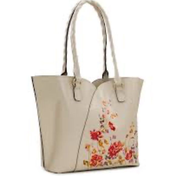 Patricia Nash Floral Leather Chalk White Floral Marion Tote Shoulder Bag - Picture 2 of 15